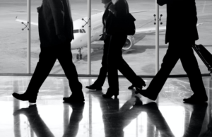 Businessmen in an airport