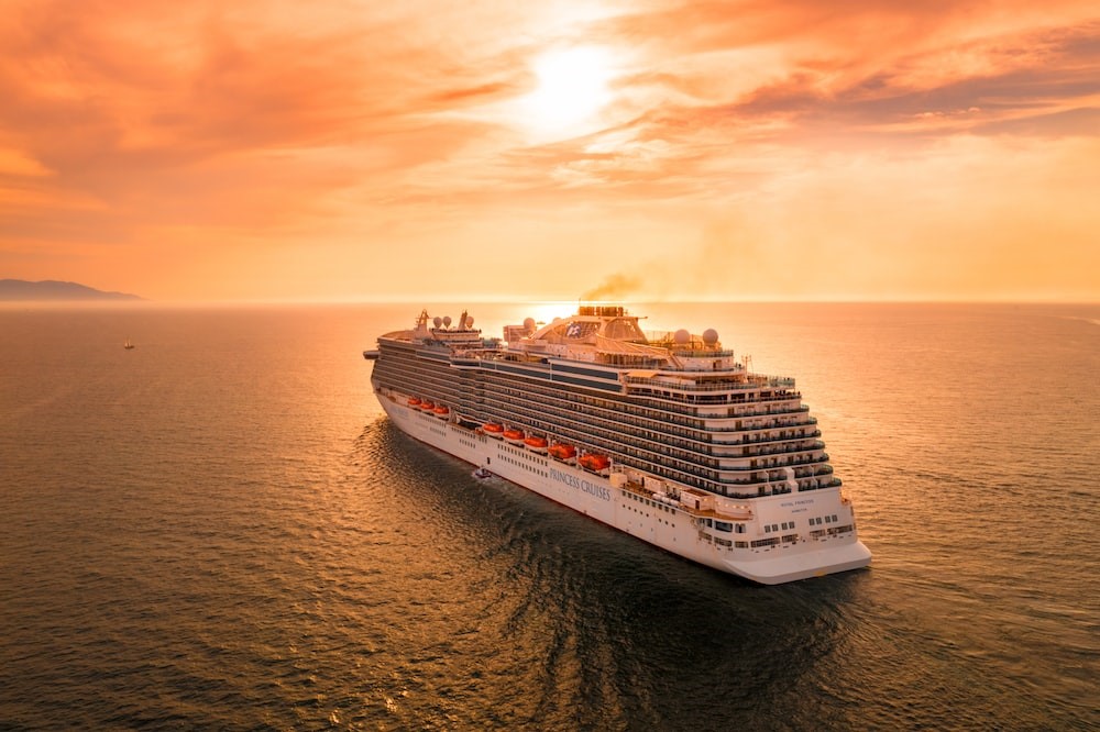 a cruise ship in the middle of the sea