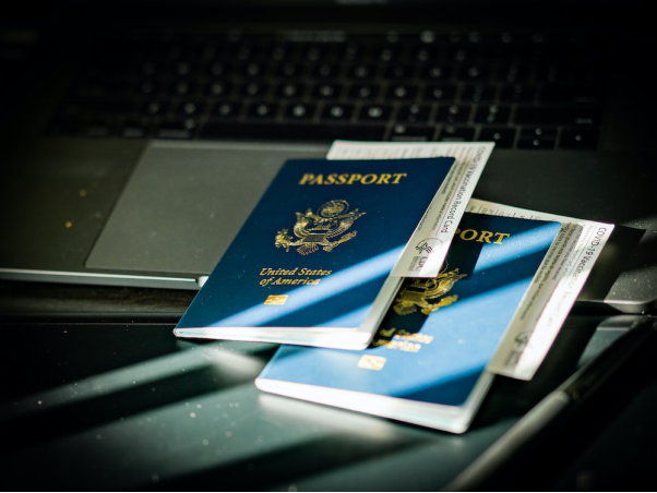 US passports on a table