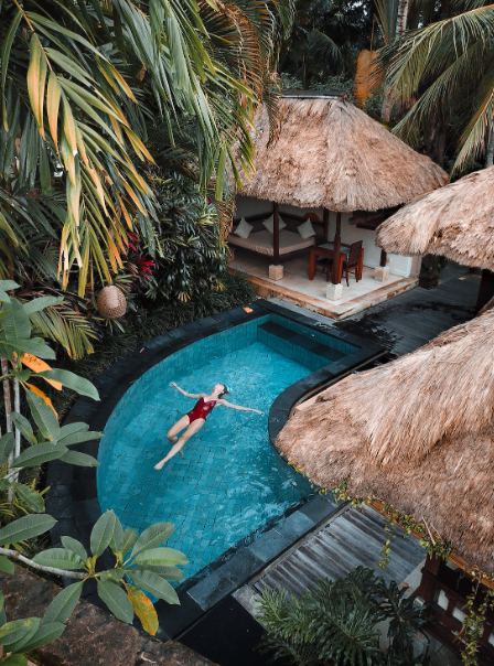 A woman swimming in a pool.