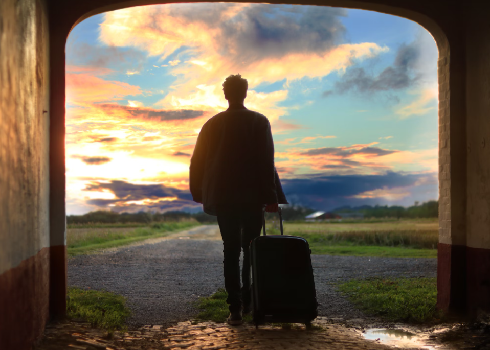 A traveler at an airport.