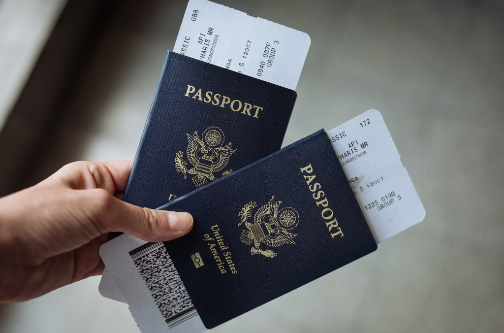 A person holding emergency expedited passports.