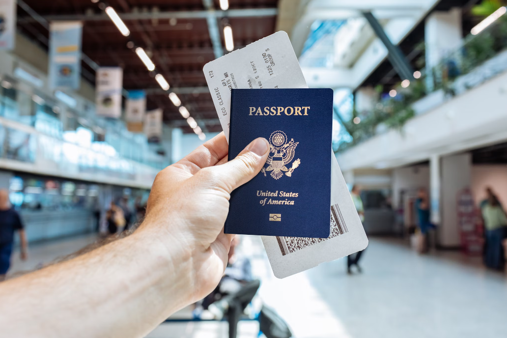 Passport and boarding pass.